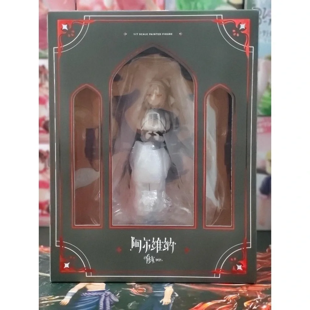Lavender-Haired Catgirl Figure Seated on Red Velvet Chair
